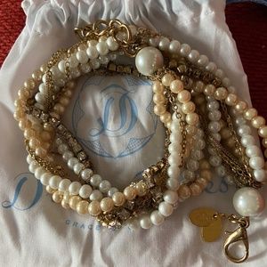 Draper James mixed-media necklace, creams/golds/pearl/rhinestone